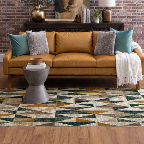 Scott Living Absolute Performance Teal/Yellow/Gray Rug & Reviews Wayfair